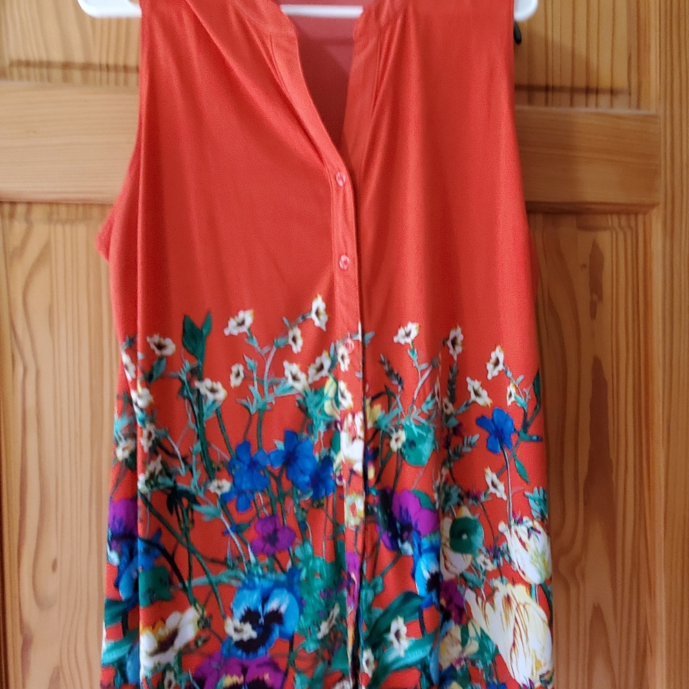 Susan Graver Sleeveless Knit Floral Blouse